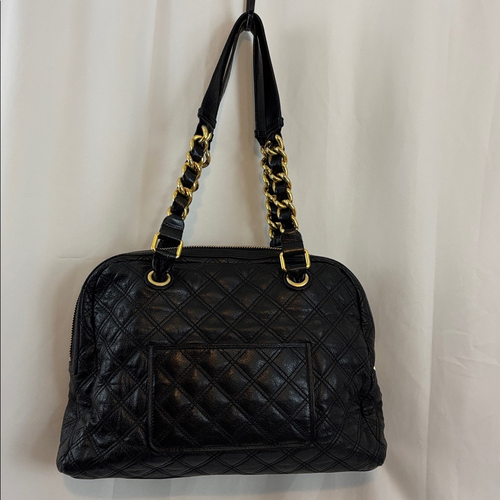 EUC Marc Jacobs Karlie Quilted Goatskin Black Leather Bag with Gold Accents… - Picture 4 of 10